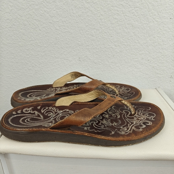 Olukai Paniolo Women’s Premium Leather Sandals In Natural Size 9 Women's - Picture 8 of 12